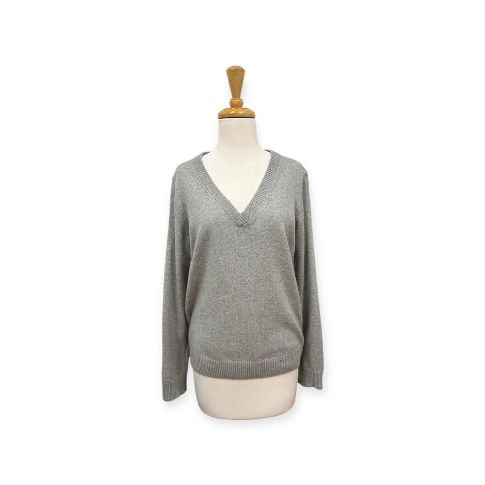 Outerknown Gray Womens V Neck Sweater Size S Small Cashmere